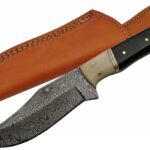 Rite Edge Fixed-Blade Hunting Knife / 4.5″ Damascus Steel Blade Horn/Bone Handle Skinner