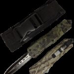 Atomic Out-the-Front Automatic Knife / Atomic OTF 3.75″ Double Edge Black Blade – Camo