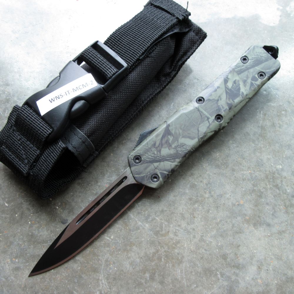 Atomic Out-The-Front Automatic Knife / Atomic OTF 3.75" Drop Point Black Blade Camo