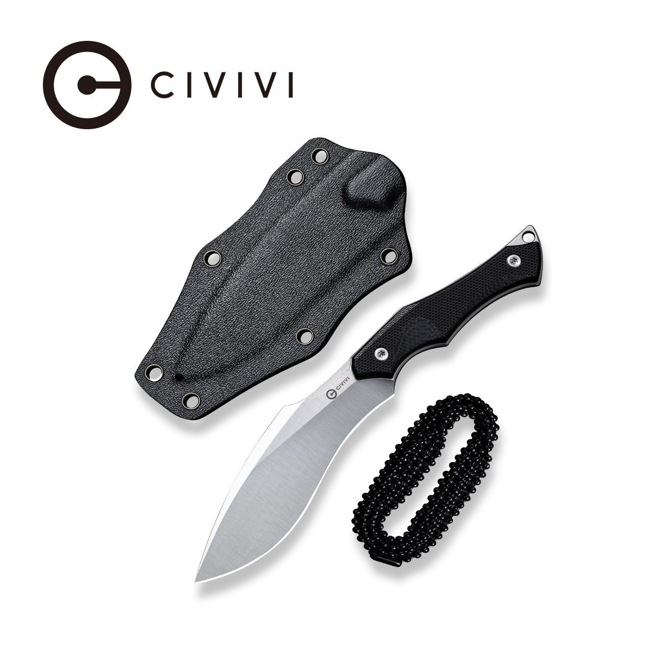 CIVIVI Vaquita II Fixed Blade Knife Black G10 Handle (3.2" Satin Finished Nitro-V Blade) C047C-1